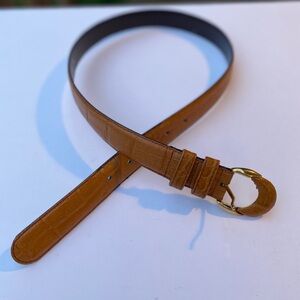 Milo’s Women’s Genuine Embossed Leather Belt Caramel Color Made in Italy | M